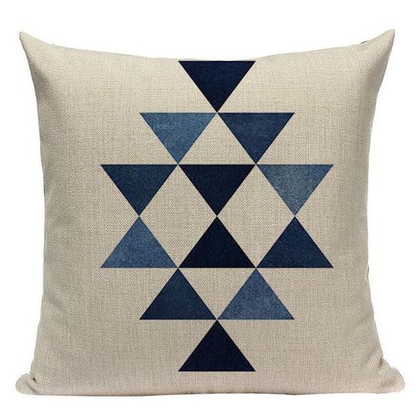 Ocean Dark Blue Geometric Coastal Pillow Cases-TipTopHomeDecor