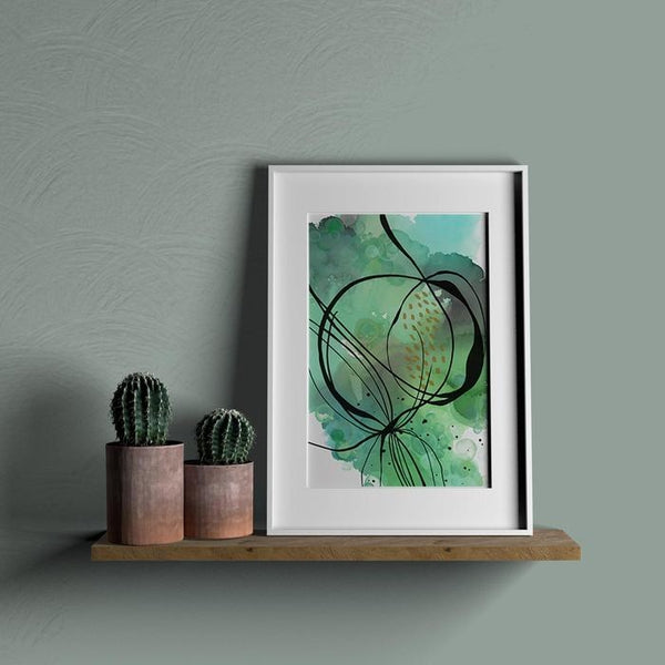 Octopus Going Up Modern Lines Watercolor Sea Canvas Art Print-TipTopHomeDecor