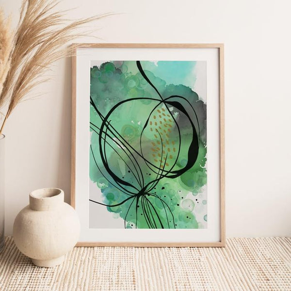 Octopus Going Up Modern Lines Watercolor Sea Canvas Art Print-TipTopHomeDecor