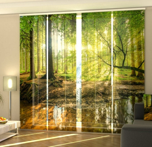 Copy of Description Set of 4 Sliding Panel Track Blinds Sun Rays in the Forest
