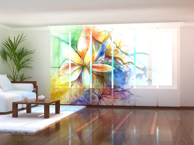 Tiptophomedecor Set of 6 Panel Blinds Abstract Floral Watercolor Painting at Canvas