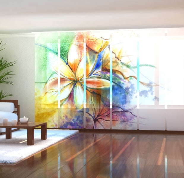 Tiptophomedecor Set of 6 Panel Blinds Abstract Floral Watercolor Painting at Canvas