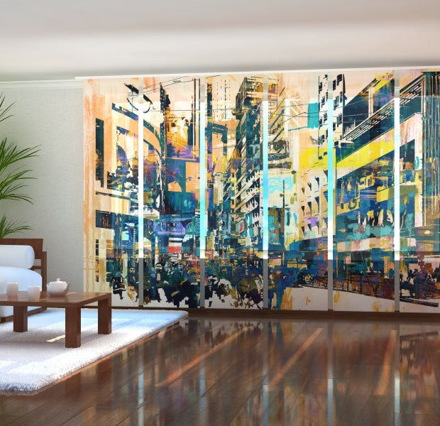 Tiptophomedecor Set of 6 Panel Blinds Abstract New York