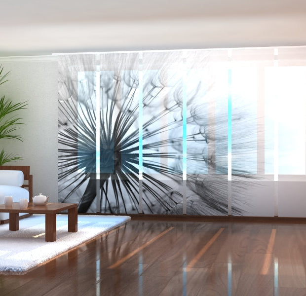 Tiptophomedecor Set of 6 Panel Blinds Amazing Dandelion Black and White