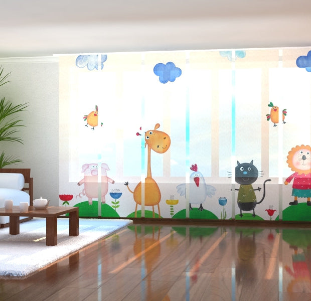 Tiptophomedecor Set of 6 Panel Blinds Baby Animals