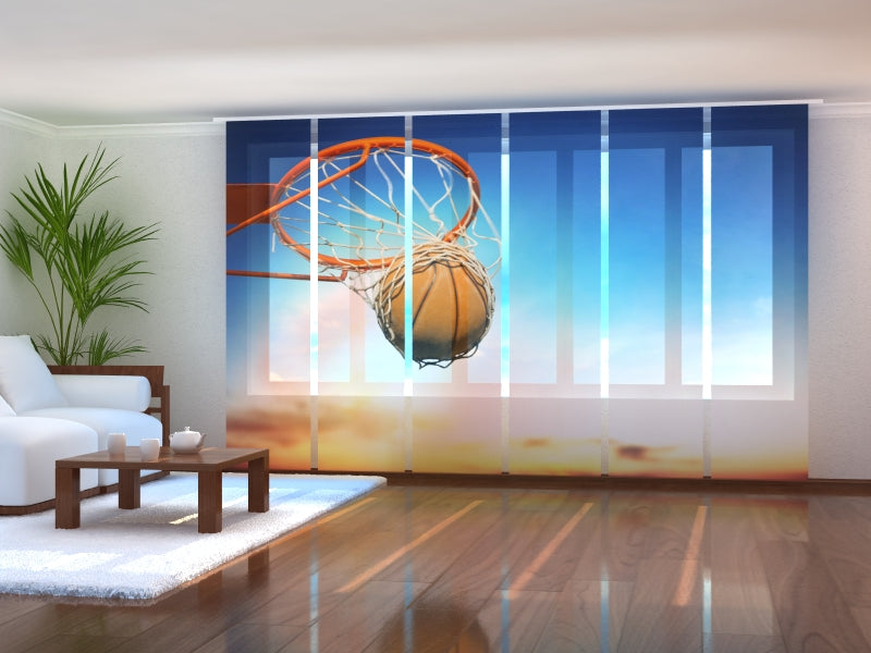 Tiptophomedecor Set of 6 Panel Blinds Basketball Ball in Net