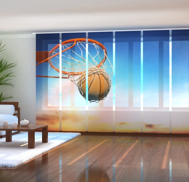 Tiptophomedecor Set of 6 Panel Blinds Basketball Ball in Net