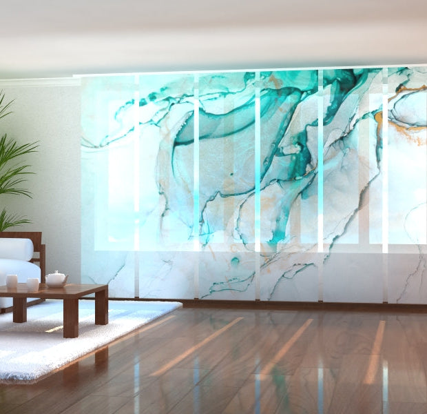 Tiptophomedecor Set of 6 Panel Blinds Beautiful Abstraction of Green-Blue Color