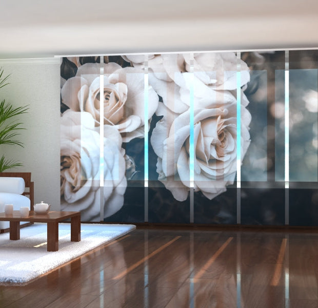 Tiptophomedecor Set of 6 Panel Blinds Beautiful Pastel Roses in the Garden