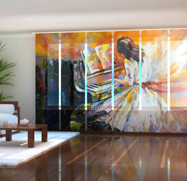 Tiptophomedecor Set of 6 Panel Blinds Beautiful Pianist