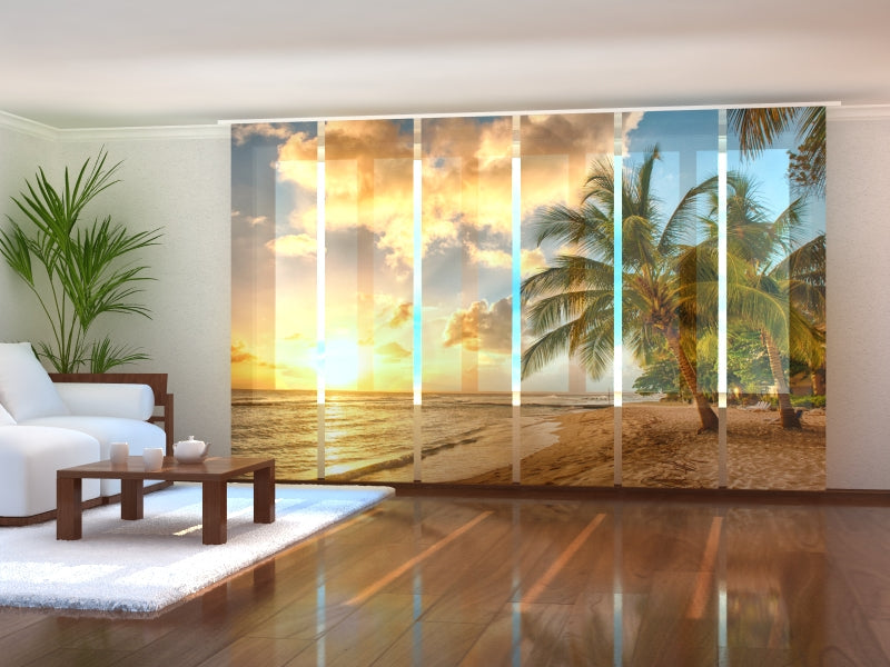 Tiptophomedecor Set of 6 Panel Blinds Beautiful sunset on a Barbados