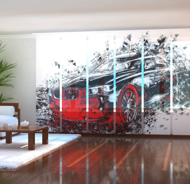 Tiptophomedecor Set of 6 Panel Blinds Black Art Car