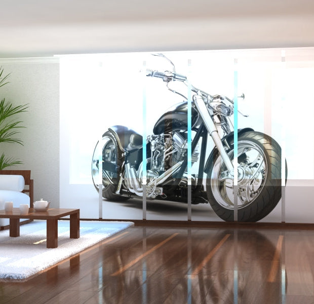 Tiptophomedecor Set of 6 Panel Blinds Black Motorbike