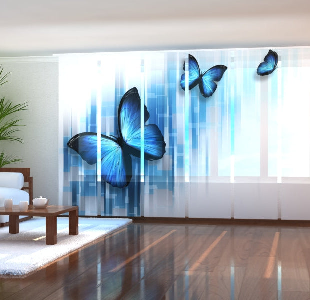 Tiptophomedecor Set of 6 Panel Blinds Blue Butterflies