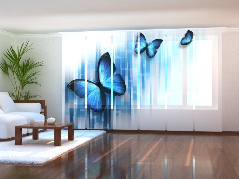 Tiptophomedecor Set of 6 Panel Blinds Blue Butterflies