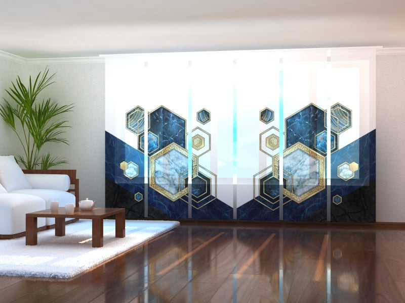 Tiptophomedecor Set of 6 Panel Blinds Blue Marble Mosaic