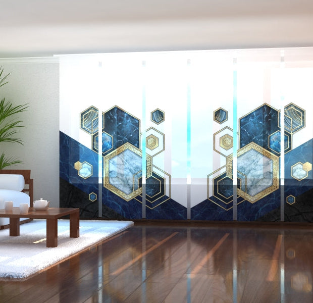 Tiptophomedecor Set of 6 Panel Blinds Blue Marble Mosaic