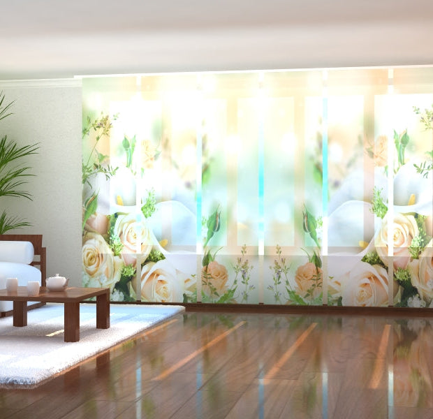 Tiptophomedecor Set of 6 Panel Blinds Bouquet of Spring Flowers