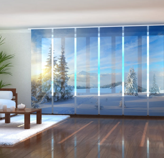 Tiptophomedecor Set of 6 Panel Blinds Christmas Forest Landscape