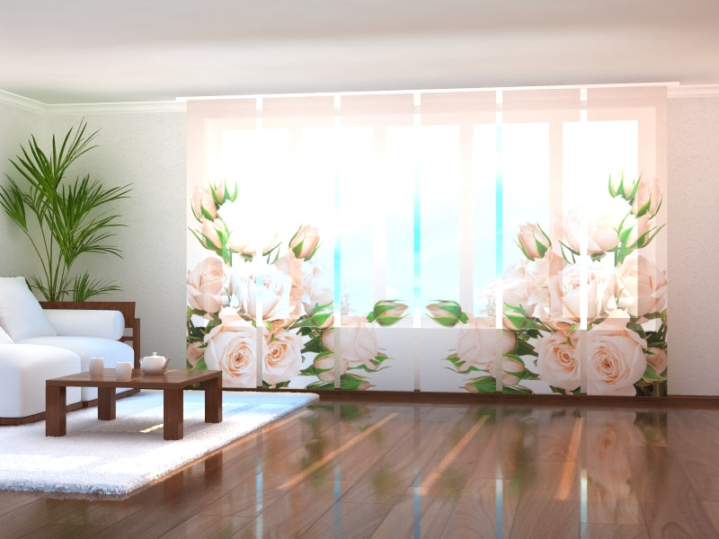 Tiptophomedecor Set of 6 Panel Blinds Cream Roses
