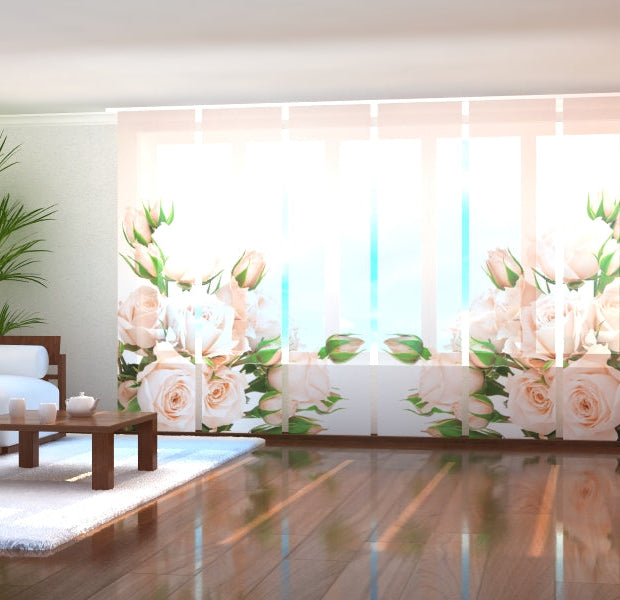 Tiptophomedecor Set of 6 Panel Blinds Cream Roses