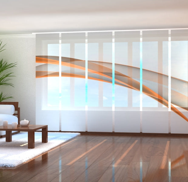 Tiptophomedecor Set of 6 Panel Blinds Elegant Orange Abstract Line