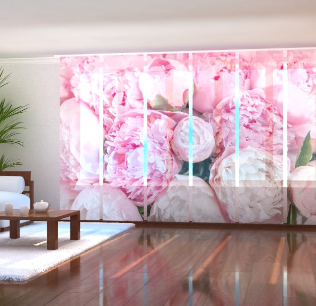 Tiptophomedecor Set of 6 Panel Blinds Elegant Pink Peonies
