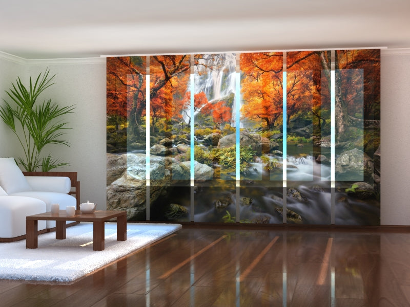 Tiptophomedecor Set of 6 Panel Blinds Fascinating Autumn Waterfall