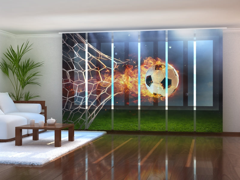 Tiptophomedecor Set of 6 Panel Blinds Fiery Football Ball In Goal
