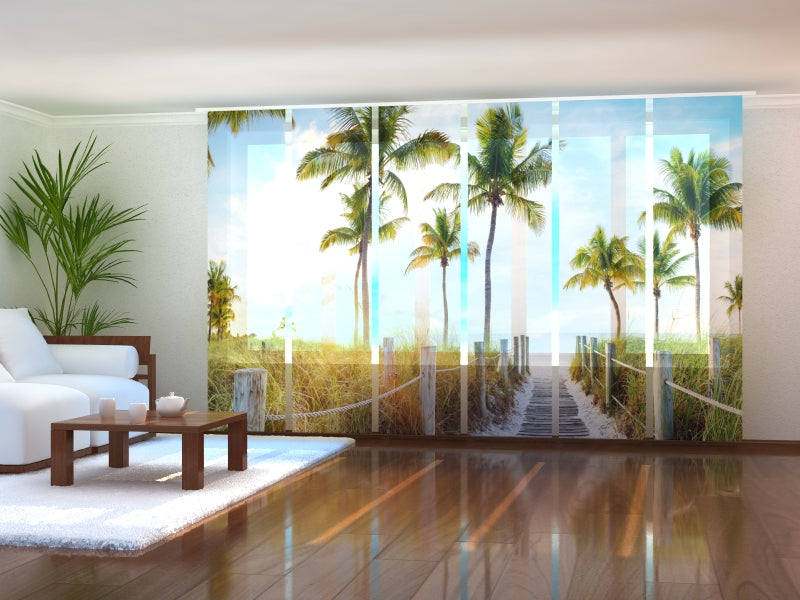 Tiptophomedecor Set of 6 Panel Blinds Footbridge to the Beach