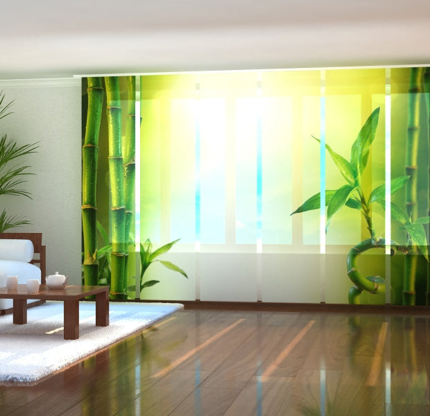 Tiptophomedecor Set of 6 Panel Blinds Green Fresh Bamboo