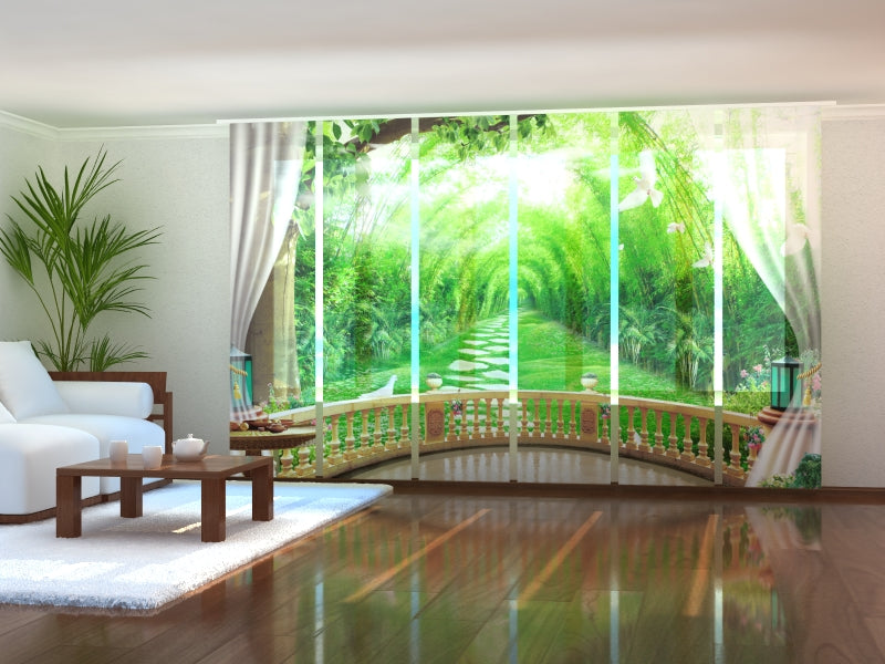 Tiptophomedecor Set of 6 Panel Blinds Lovely Terrace and White Doves