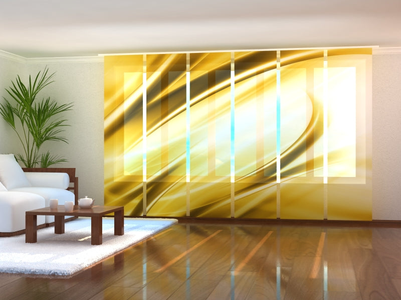 Tiptophomedecor Set of 6 Panel Blinds Modern Golden Abstraction
