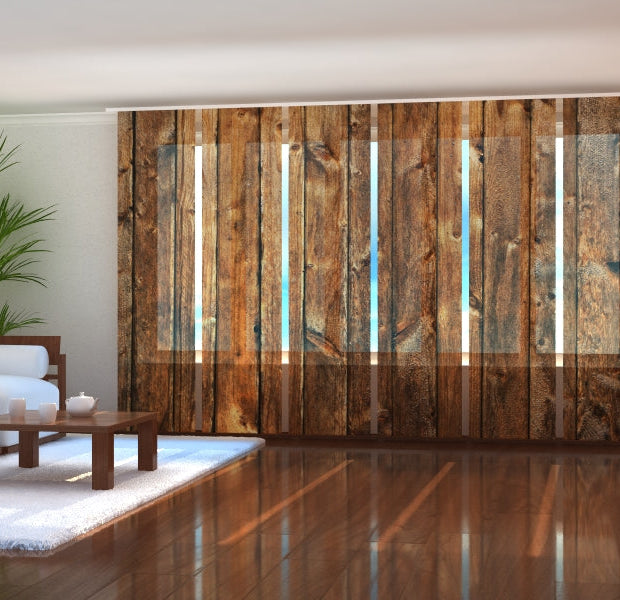 Tiptophomedecor Set of 6 Panel Blinds Old Wooden Planks