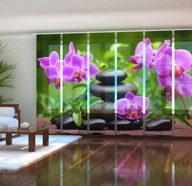 Tiptophomedecor Set of 6 Panel Blinds Orchids in the Garden