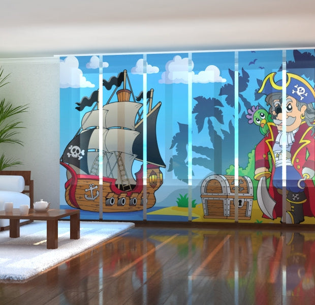 Tiptophomedecor Set of 6 Panel Blinds Pirate and Treasure