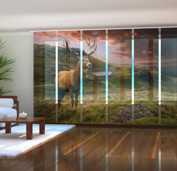 Tiptophomedecor Set of 6 Panel Blinds Red Deer at Sunset