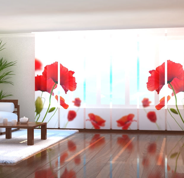 Tiptophomedecor Set of 6 Panel Blinds Red and White