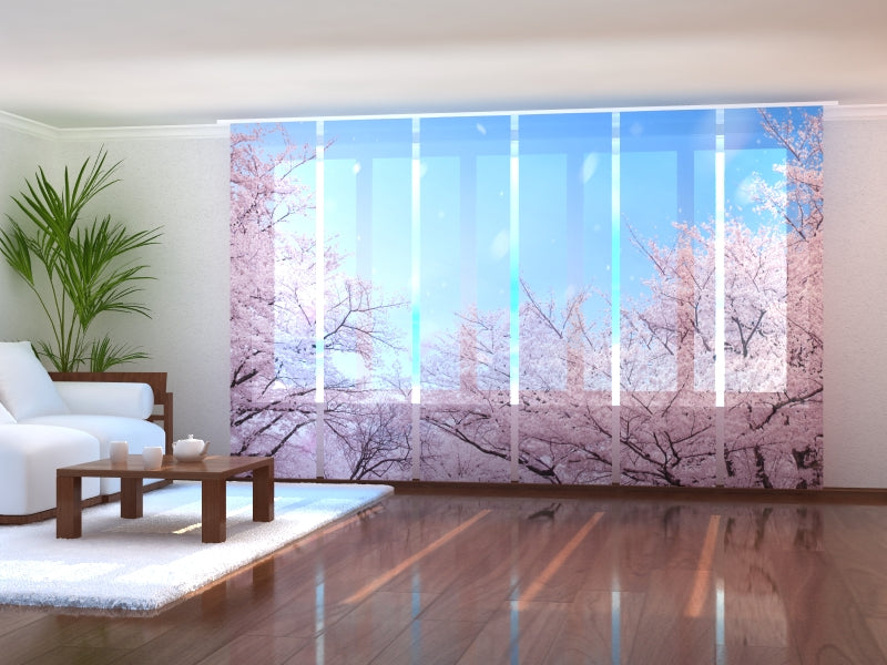 Tiptophomedecor Set of 6 Panel Blinds Sakura Cherry Blossoms in Japan