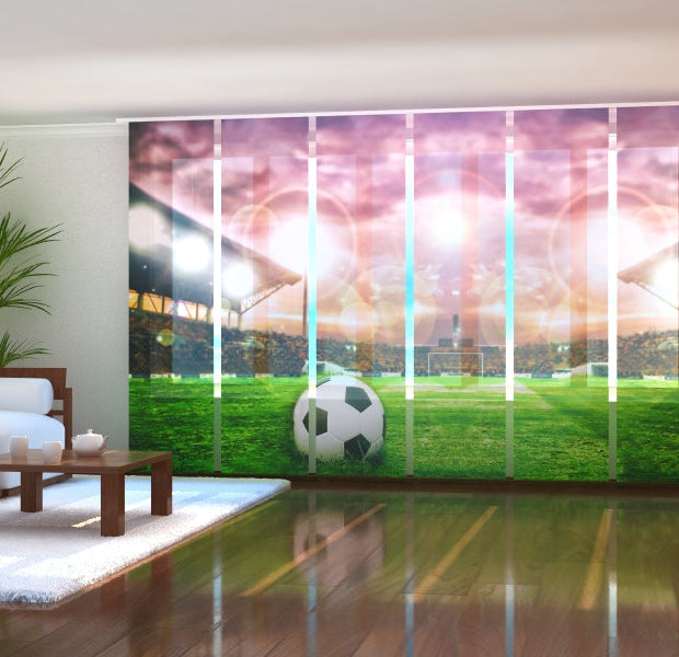Tiptophomedecor Set of 6 Panel Blinds Soccer Ball on Football Stadium