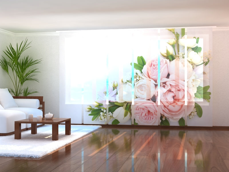 Tiptophomedecor Set of 6 Panel Blinds Summer Delicate Roses