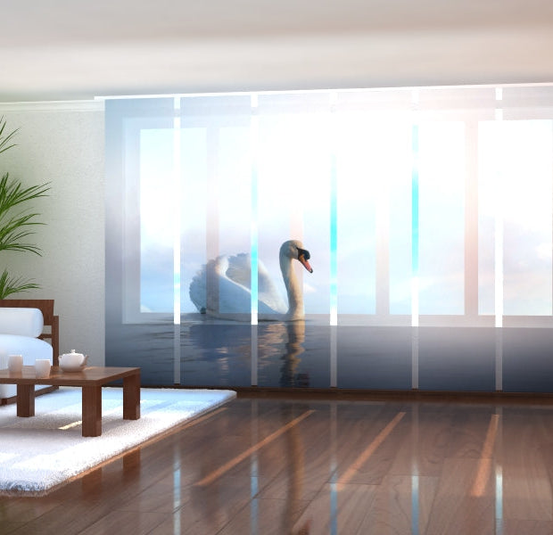 Tiptophomedecor Set of 6 Panel Blinds Swan Floating at Sunrise