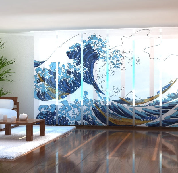 Tiptophomedecor Set of 6 Panel Blinds The Great Wave Kanagawa