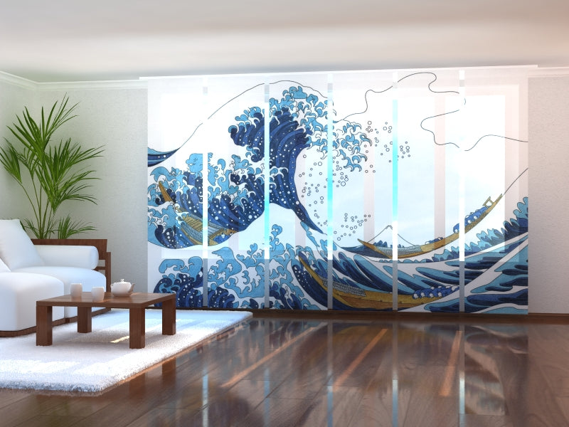 Tiptophomedecor Set of 6 Panel Blinds The Great Wave Kanagawa