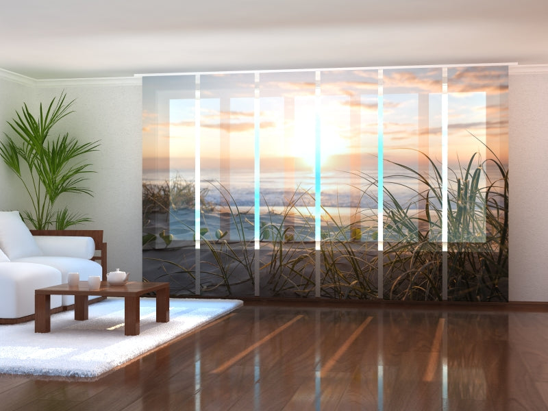 Tiptophomedecor Set of 6 Panel Blinds Warm Evening on the Beach