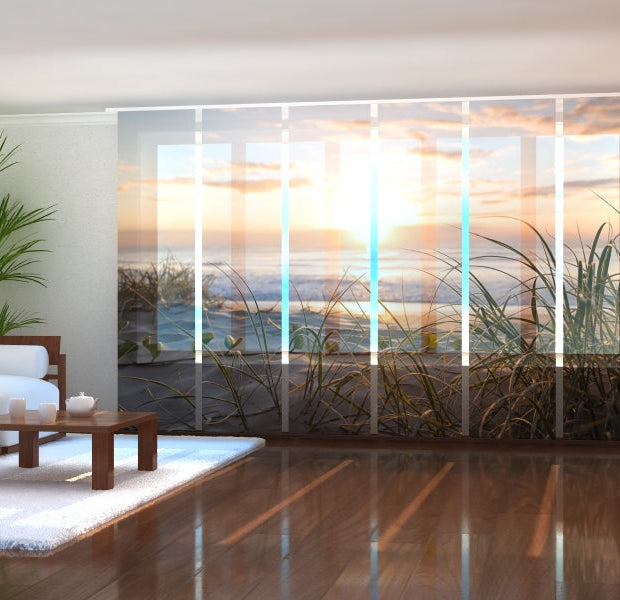 Tiptophomedecor Set of 6 Panel Blinds Warm Evening on the Beach