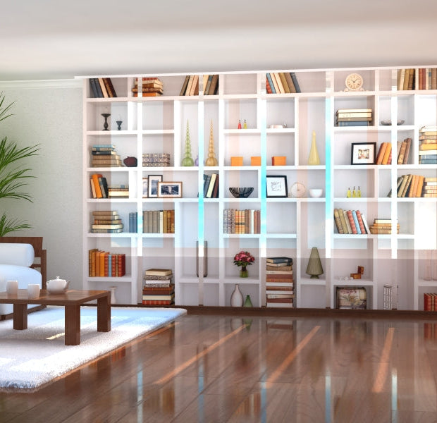 Tiptophomedecor Set of 6 Panel Blinds White Bookcase