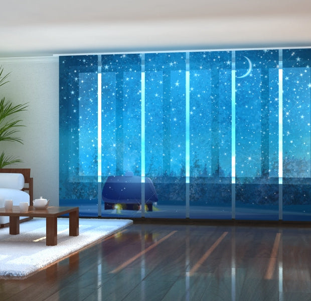 Tiptophomedecor Set of 6 Panel Blinds Winter Starry Sky