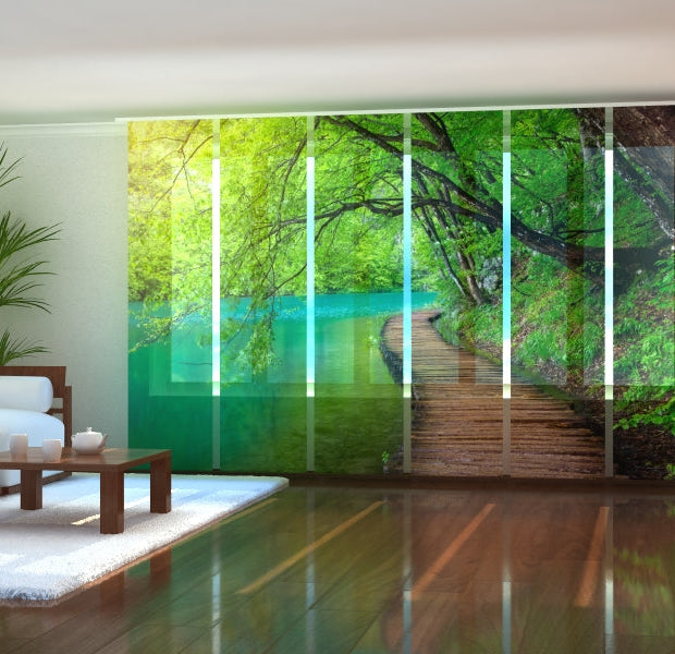 Tiptophomedecor Set of 6 Panel Blinds Wooden Path in the Forest