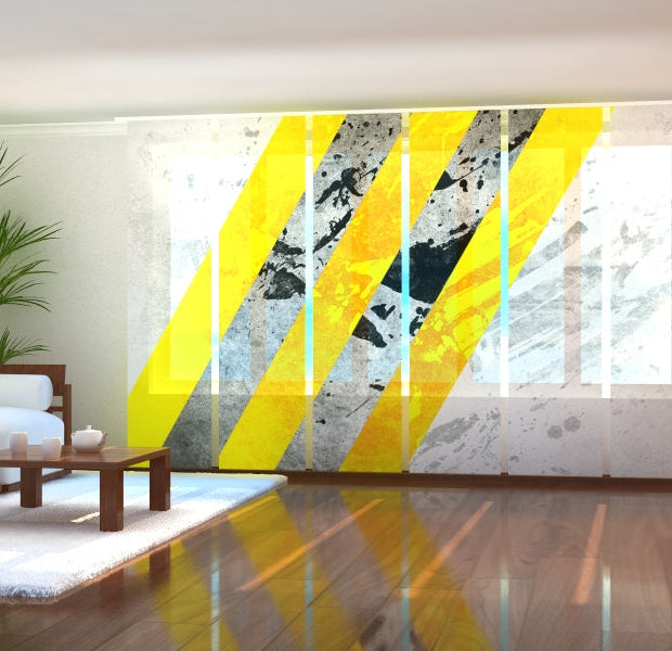 Tiptophomedecor Set of 6 Panel Blinds Yellow and Gray Lines Abstractions